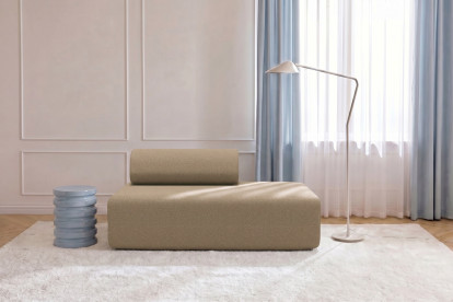 Canapé 2 places non convertible et modulable - Tissu lisse Marron