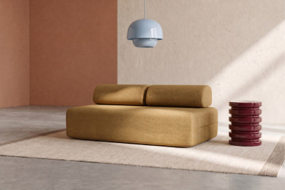 Canapé 3 places non convertible et modulable - Tissu tweed Jaune
