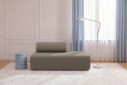 Canapé 2 places non convertible et modulable - Tissu lisse Taupe