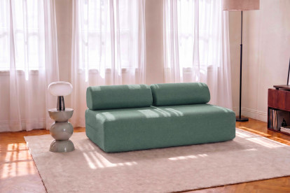 Canapé 3 places non convertible et modulable - Tissu lisse Vert