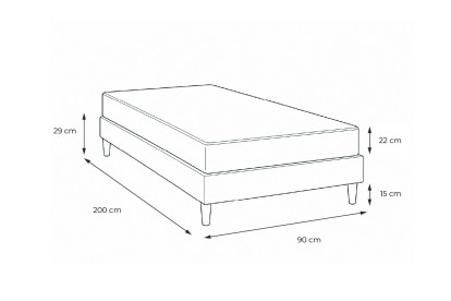 Ensemble Matelas Sommier 90x220 cm - Sommier Noir (déjà monté) - Lancaster