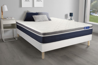 Ensemble Matelas Sommier 160x195 cm - Sommier Blanc (en kit) - Actilatex Confort
