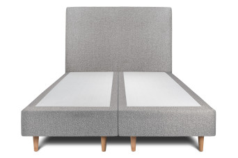 Lit 2x 100x200 cm - Sommier tapissier H35 cm + tête de lit tapissée - Tissu Bouclette Gris