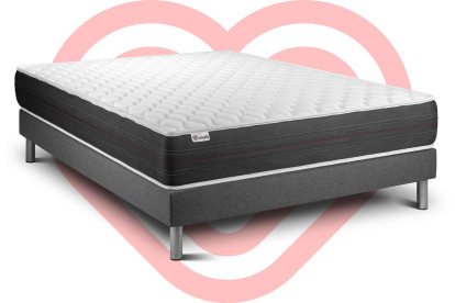 Ensemble Matelas Sommier 140x190 cm - Sommier Gris (déjà monté) - Vitalspring