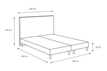 Lit 2x 100x200 cm - Sommier tapissier H35 cm + tête de lit à lignes - Tissu Bouclette Bleu