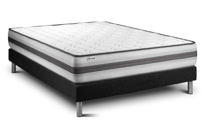 Ensemble Matelas Sommier 140x200 cm - Sommier Noir (déjà monté) - Vitalpower Recover