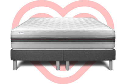 Ensemble Matelas Sommier 180x200 cm - 2 Sommiers Gris - Vitalmemo Back