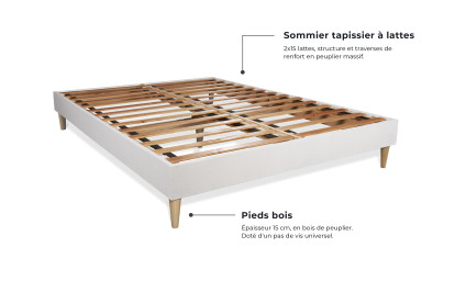 Ensemble Matelas Sommier 140x200 cm - Sommier Blanc (en kit) - Lancaster