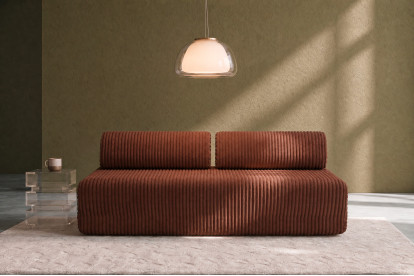 Canapé 3 places non convertible et modulable - Velours côtelé XL Terracotta