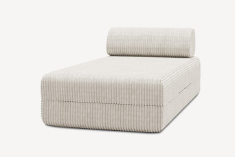 Méridienne non convertible et modulable - Velours côtelé XL Blanc