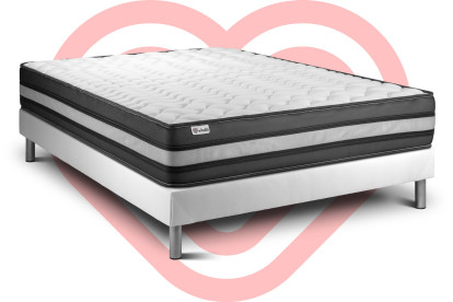 Ensemble Matelas Sommier 200x200 cm - Sommier Blanc (en kit) - Vital Power Zen
