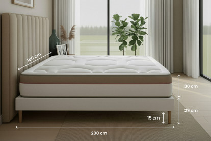Ensemble Matelas Sommier 180x200 cm - Sommier Beige (en kit) - Le Cosy