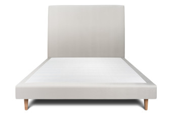 Lit 140x190 cm - Sommier tapissier H29 cm + tête de lit tapissée - Tissu Velours Gris Clair