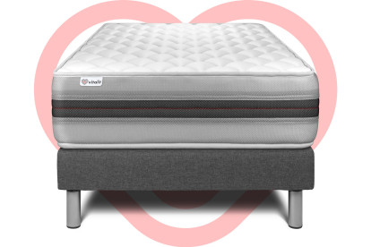 Ensemble Matelas Sommier 90x200 cm - Sommier Gris (en kit) - Vitalmemo Back