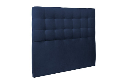 Lit 140x200 cm - Sommier à lattes H29 cm + tête de lit capitonnée - Tissu Velours Bleu Océan