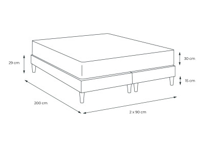 Ensemble Matelas Sommier 180x200 cm - 2 Sommiers Gris - Trente