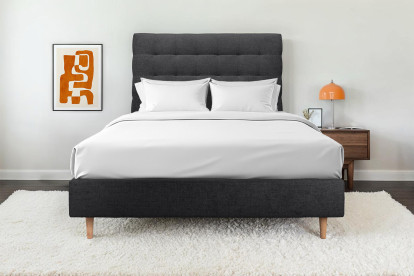 Tête de lit 150 cm Capitonnée - Tissu Toile Natté Noir