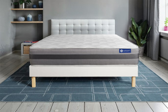 Ensemble Matelas Sommier 140x220 cm - Sommier Blanc (en kit) - Actilatex Relax