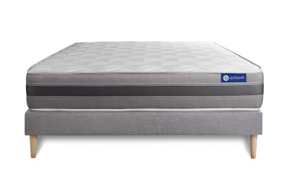 Ensemble Matelas Sommier 120x200 cm - Sommier Gris (en kit) - Actiflex Relax