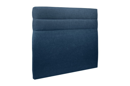 Lit 140x190 cm - Sommier tapissier H29 cm + tête de lit à lignes - Tissu Toile natté Bleu Océan