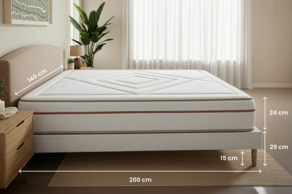 Ensemble Matelas Sommier 140x200 cm - Sommier Blanc (déjà monté) - Le Paisible