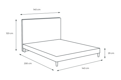 Lit 140x200 cm - Sommier tapissier H29 cm + tête de lit capitonnée - Tissu Velours Bleu Océan