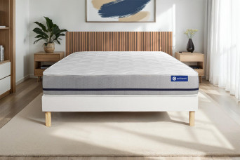 Ensemble Matelas Sommier 130x210 cm - Sommier Blanc (en kit) - Actiflex Soft