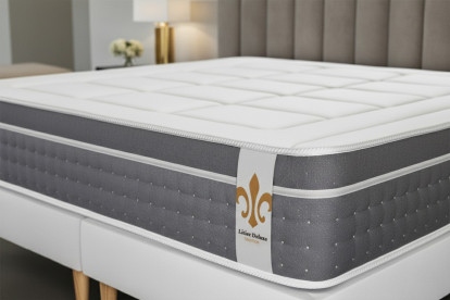 Pack lit complet 140x200 cm - Matelas + Sommier Blanc (en kit) + 2 oreillers + Couette - Trente