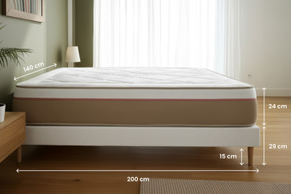 Ensemble Matelas Sommier 140x200 cm - Sommier Blanc (déjà monté) - Le Soyeux