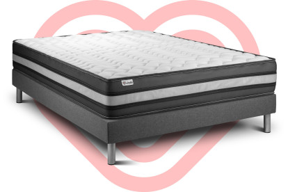 Ensemble Matelas Sommier 140x200 cm - Sommier Gris (déjà monté) - Vital Power Zen