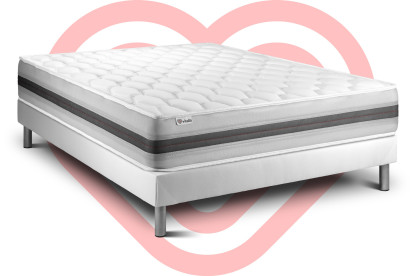 Ensemble Matelas Sommier 140x190 cm - Sommier Blanc (déjà monté) - Vitalspring Recover