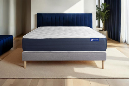 Ensemble Matelas Sommier 120x200 cm - Sommier Gris (en kit) - Actiflex Sleep