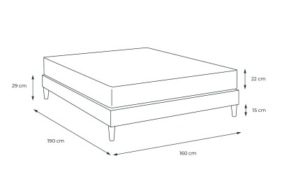 Ensemble Matelas Sommier 160x190 cm - Sommier Noir (en kit) - Lancaster