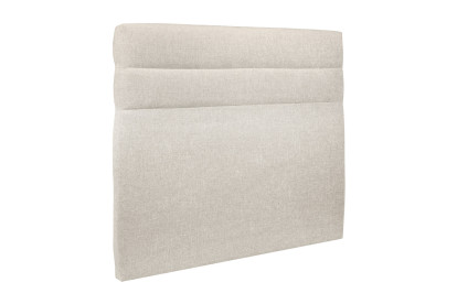 Lit 140x200 cm - Sommier tapissier H29 cm + tête de lit à lignes - Tissu Toile natté Beige Clair