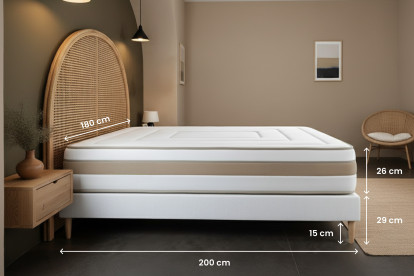 Ensemble Matelas Sommier 180x200 cm - 2 Sommiers Blanc - Le Raffiné