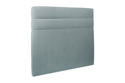 Lit 150x190 cm - Sommier tapissier H29 cm + tête de lit à lignes - Tissu Velours Gris Bleuté