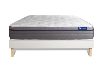 Ensemble Matelas Sommier 140x190 cm - Sommier Blanc (en kit) - ActiMemo Zen