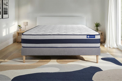 Ensemble Matelas Sommier 90x190 cm - Sommier Gris (en kit) - Actilatex Ergo