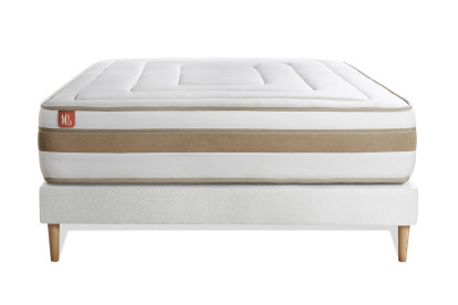 Ensemble Matelas Sommier 160x200 cm - Sommier Blanc (déjà monté) - Le Raffiné