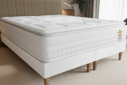 Pack lit complet 140x200 cm - Matelas + Sommier Blanc + 2 oreillers + Couette - Vingt-Huit PLUS