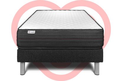 Ensemble Matelas Sommier 90x200 cm - Sommier Noir (déjà monté) - Vitalpower