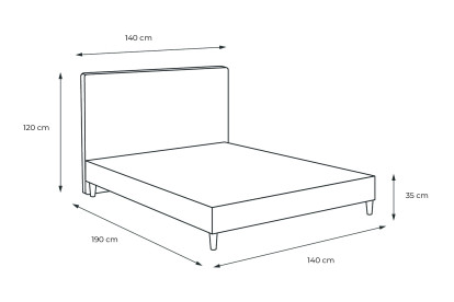 Lit 140x190 cm - Sommier tapissier H35 cm + tête de lit à lignes - Tissu Bouclette Bleu
