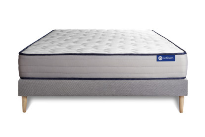 Ensemble Matelas Sommier 160x200 cm - Sommier Gris (en kit) - Actimemo Form