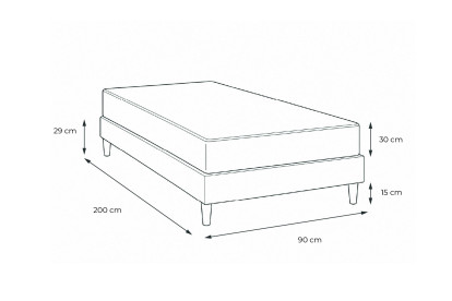 Ensemble Matelas Sommier 90x200 cm - Sommier Blanc (en kit) - Trente