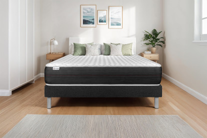 Ensemble Matelas Sommier 120x190 cm - Sommier Noir (en kit) - Vitalspring
