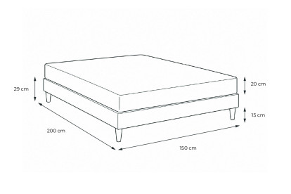 Ensemble Matelas Sommier 150x200 cm - Sommier Noir (en kit) - Nottingham