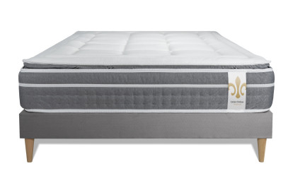 Ensemble Matelas Sommier 140x200 cm - Sommier Gris (en kit) - Trente PLUS