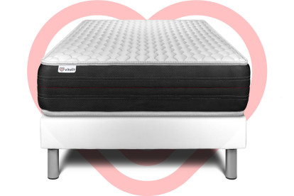 Ensemble Matelas Sommier 90x200 cm - Sommier Blanc (déjà monté) - Vitalspring