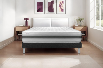 Ensemble Matelas Sommier 90x200 cm - Sommier Noir (en kit) - Vitalmemo Back