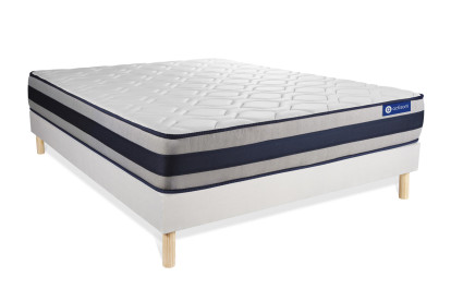 Ensemble Matelas Sommier 140x190 cm - Sommier Blanc (en kit) - Actilatex Ergo